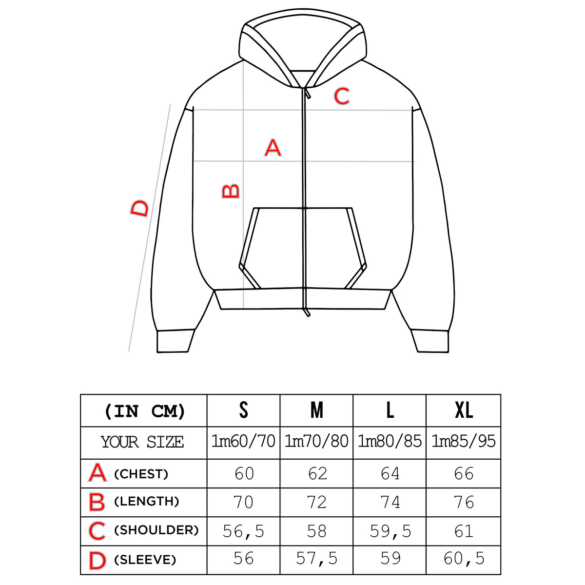 KYOGRE STARS HOODIE -ZIP GLOW — Size guide