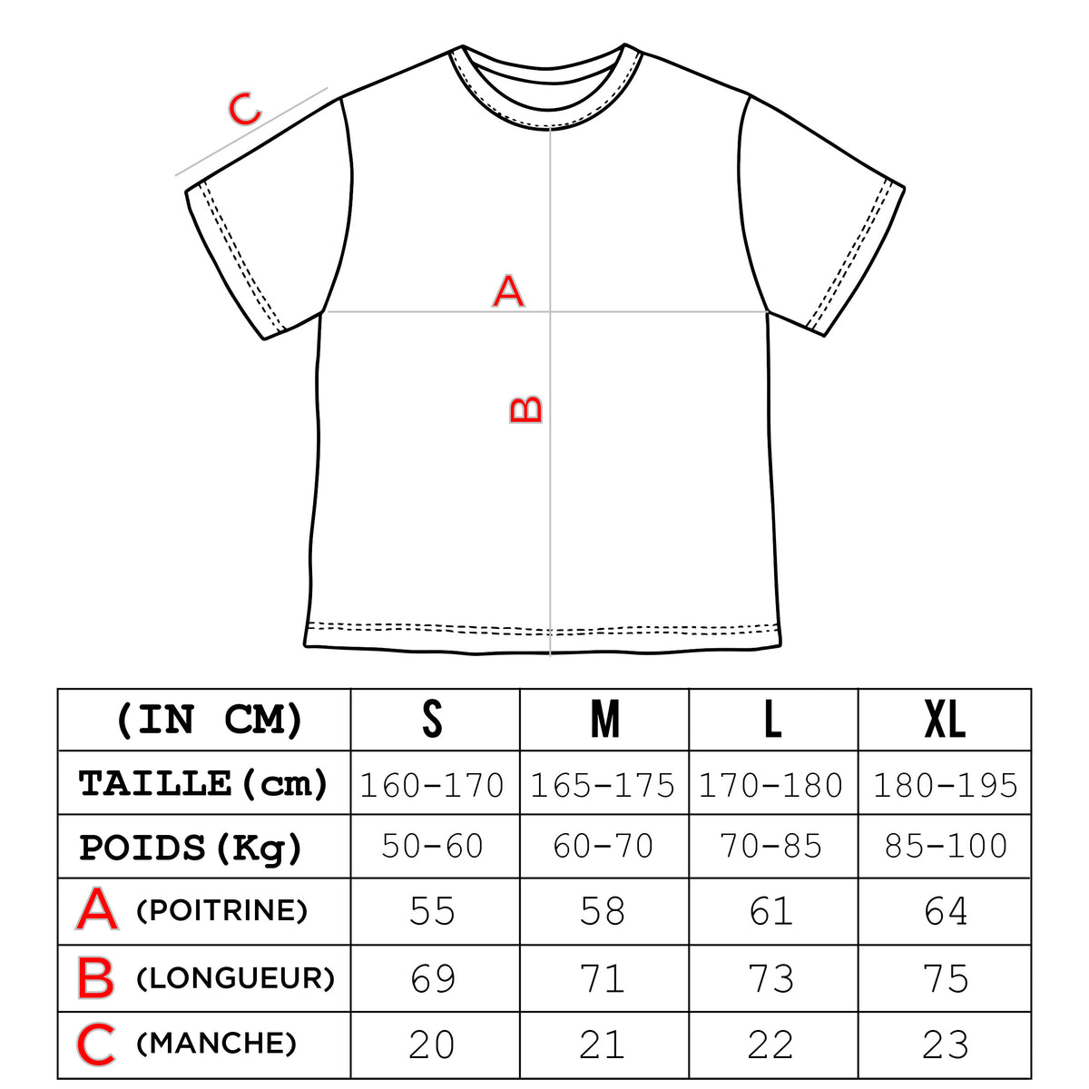 MEW STARS T-SHIRT GLOW — Size guide